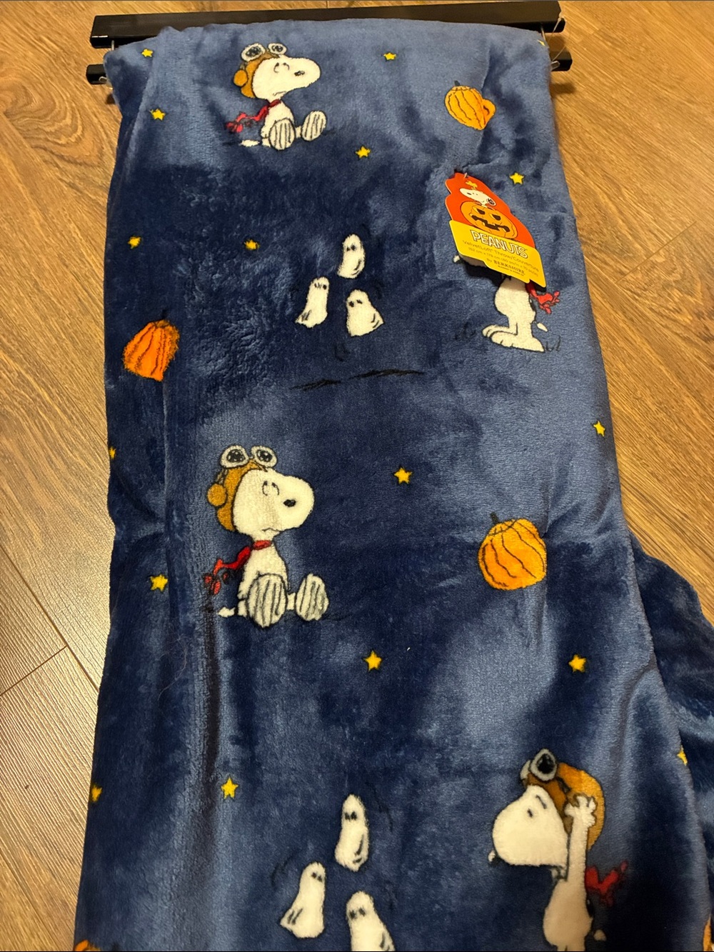Berkshire Navy Snoopy Halloween Plush Throw with Pumpkins